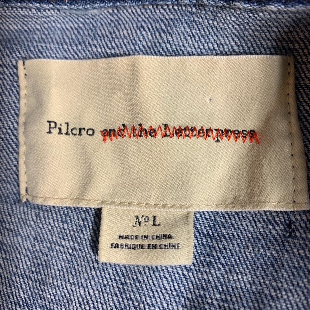 Anthropology Pilcro Denim Army Khaki Green Jean Jacket Women's Size Large - Picture 9 of 11